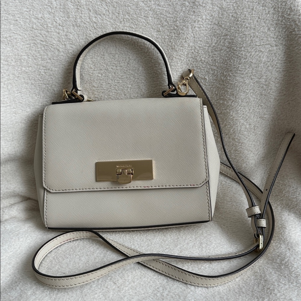 Michael Kors Beige Crossbody Bag with Gold Accents